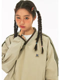 Y2K Retro Stripe Oversize Baseball Sweatshirt