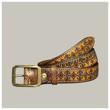 Retro Handmade Brown Leather Engraved Belt