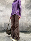 Brown Slim Flare Cargo Jeans