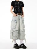 Vintage Washed Baggy Denim Calf-Length Jorts
