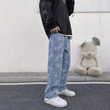 Letter Pattern Light Wash Jeans