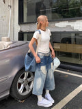 Y2K Streetwear High Waist Ripped Denim Jorts