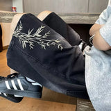 Baggy Embroidered Denim Shorts