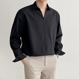 Classic Cool Luxury Korean V-Neck Slim Long Sleeve Shirt