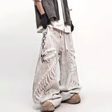Streetwear High Street Patched Wide Leg Jeans