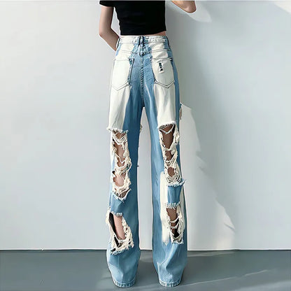Versatile Straight Ripped Jeans