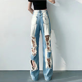 Versatile Straight Ripped Jeans