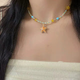 Y2K Aesthetic Colorful Starfish Pendant Necklace