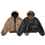 Reversible Luxury Double Face Faux Fur Hooded Jacket