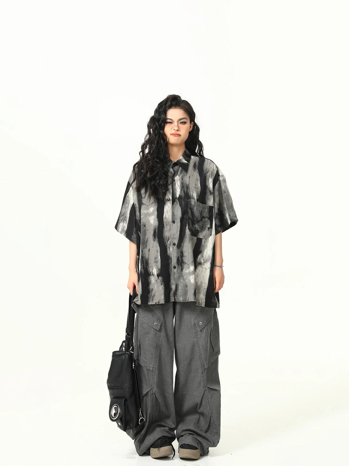 Stylish Lapel Tie Dye Gradient Shirt