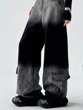 Vintage Black Grey Baggy Wide Jeans
