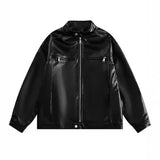 Handsome Retro Leather Zipper Jacket