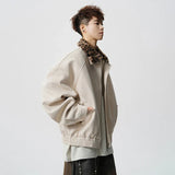 Fashionable Leopard Print Faux Fur Jacket