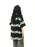 Streetwear Striped Retro Inkjet T-Shirt