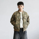 Vintage American Style Camo Baseball Bomber Jacket
