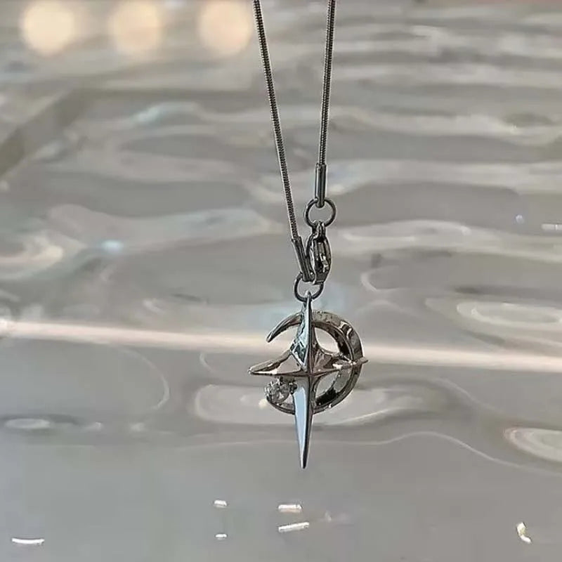 Y2K Crystal Star Pendants Necklace