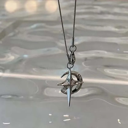 Y2K Crystal Star Pendants Necklace
