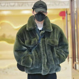 Elegant Plush Lapel Button Faux Faur Jacket