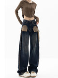 Vintage Patchwork High Waist Wide Leg Jeans