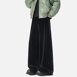 Glossy Flannel Loose Wide Leg Sweatpants