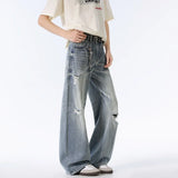 Premium Distressed Wide Leg Denim Jeans