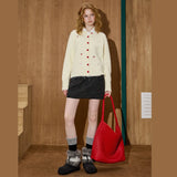 Embroidered Heart Button Knit Cardigan
