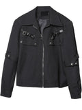 Edgy Rock Deconstruction Motorcycle Casual Jacket