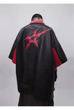 Men's Punk Short Sleeve Zipper Print Leather Jacket