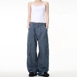 Vintage American Style Striped Cargo Jeans