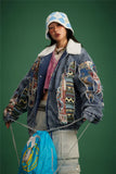 Y2K Thick Winter Patchwork Denim Jacket