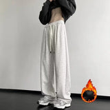 Casual Solid Color Baggy Fleece Sweatpants