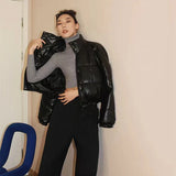 Women Stylish Black PU Winter Leather Jacket