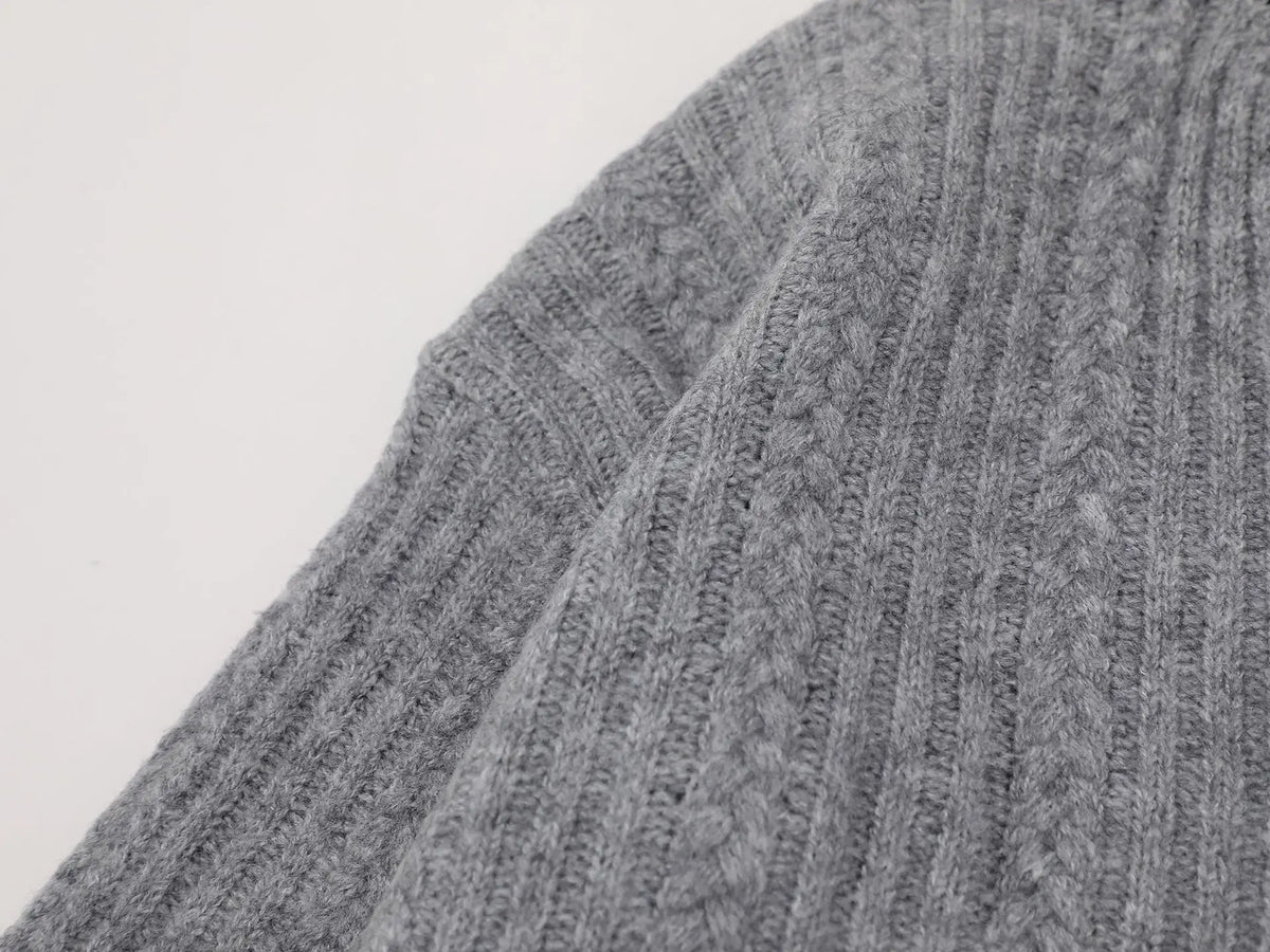 Breathable V-Neck Cable Knit Sweater