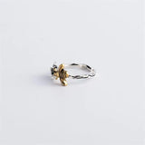 Elegant Vintage Thai Silver Bee Flower Ring