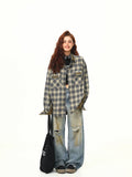 Contrasting Color Design Plaid Shirt