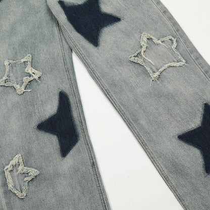 Star Embroidery Loose Jeans