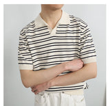 Men's Comfort Luxury Knitted Striped Polo T-Shirt