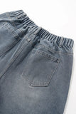 Vintage Distressed With Scarf Washed Denim Jeans