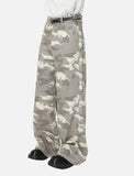 Y2K Camouflage Print Draped Floor Wide Leg Jeans