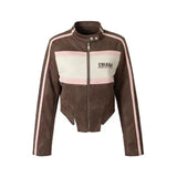 Japanese Style Retro Contrasting Color Casual Jacket