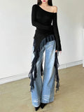 Sweet Gentle Ruffles Tassel Off T-Shirt