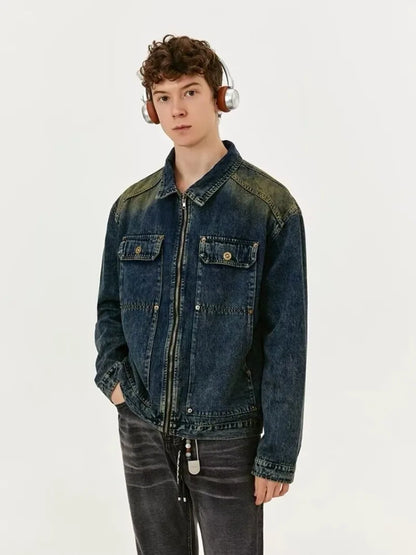 Streetwear American Style Old Washed Denim Jacket