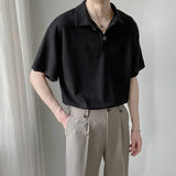Classic Solid Color Korean Style Button Polo T-Shirt