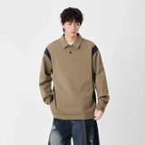 Fashionable Winter Contrast Polo Sweatshirt