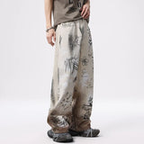 Streetwear American Graffiti Ripped Loose Wide Leg Jeans
