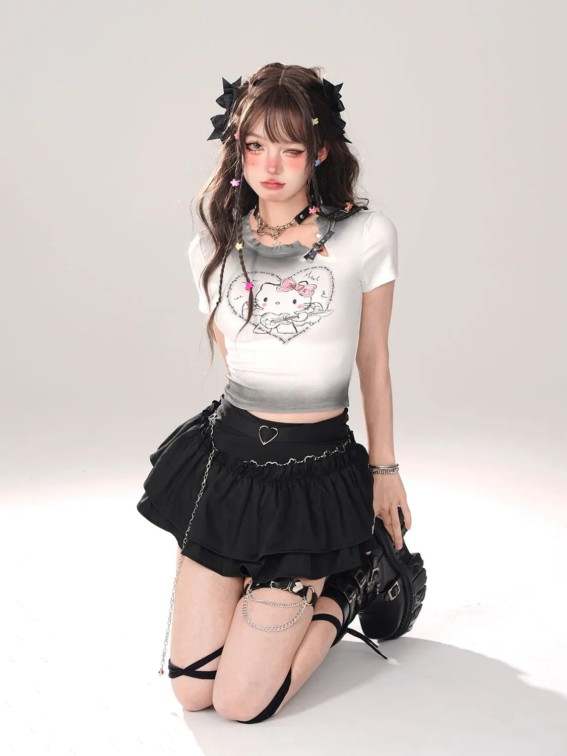 Y2K Kitty Underground Skirt & Top