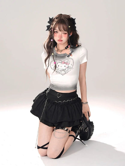 Y2K Kitty Underground Skirt & Top