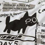 Y2K Funny Black Cat Cartoon Graphic Cotton T-Shirt