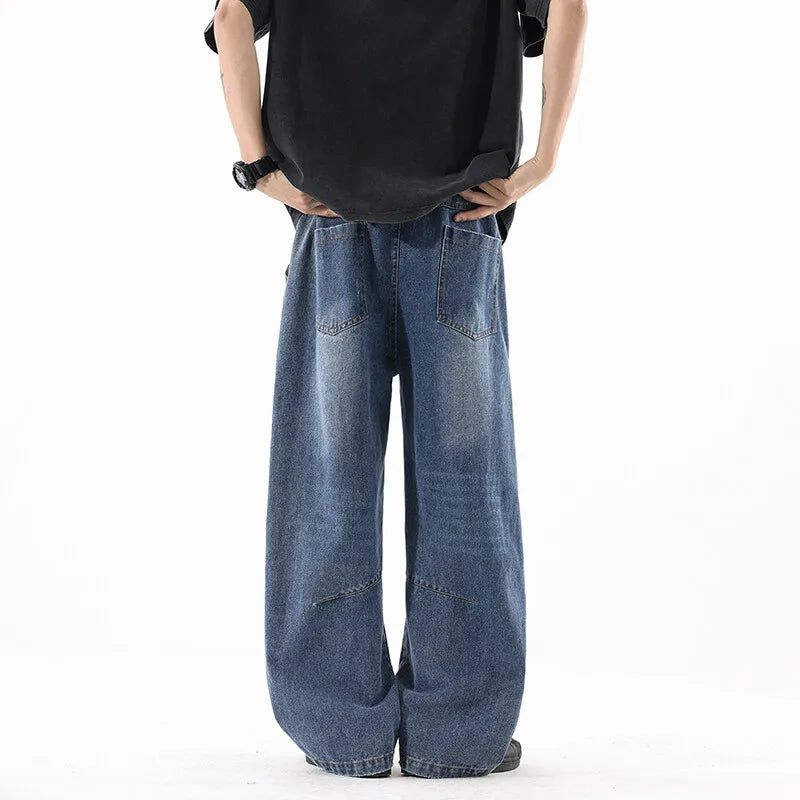 Durable Loose Wide Leg Washed Denim Jeans