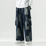 Streetwear Japanese Style Distressed Wide Leg Cargo Jeans